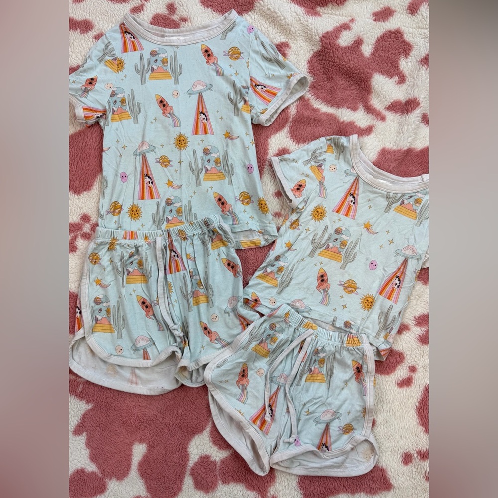 Bunny Knots Velveteen Bamboo UFO Desert Shortie Matching Sibling Sets
